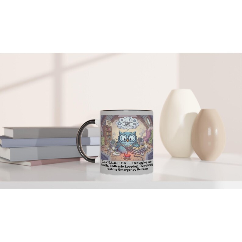 D.E.V.E.L.O.P.E.R. – Debug di ogni variabile, loop senza fine, pensiero eccessivo, rilascio di rilasci di emergenza Tazza immagine 5
