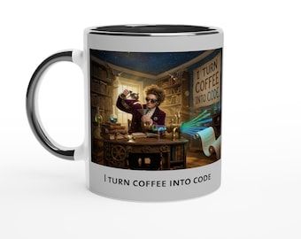 Ik verander koffie in codemok – grappige programmeurmok, ontwikkelaarscadeau, codeerhumor, koffiekopje techwerker