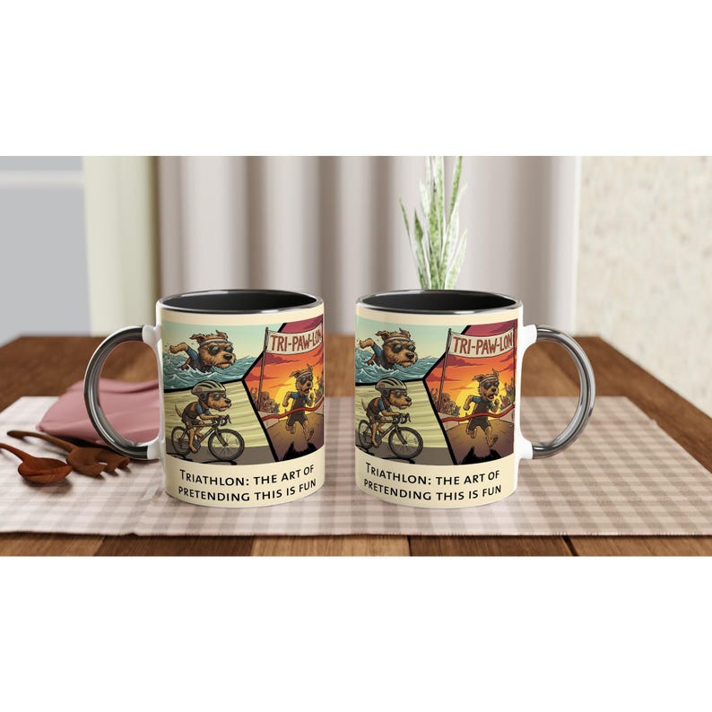 Triathlon Mug • Pretending This Is Fun • Ironman Training Humor Coffee Cup image 4