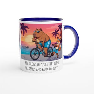 Taza de triatlón • “Triatlón: el deporte que arruina...” • Regalo divertido para triatletas • Humor sobre el entrenamiento de Ironman • Taza de café para atletas de resistencia imagen 6