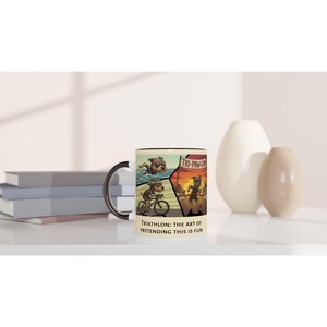 Triathlon Mug • Pretending This Is Fun • Ironman Training Humor Coffee Cup image 3