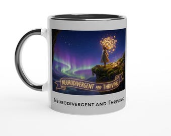 Taza Neurodivergente y Próspera – Taza de Café sobre Neurodiversidad – Regalo para Autismo y TDAH – Taza Divertida de Neurodiversidad