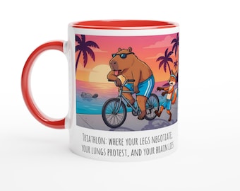 Triathlon Mug • “Triathlon: where your legs...” • Funny Triathlete Gift • Ironman Training Humor • Endurance Athlete Coffee Cup