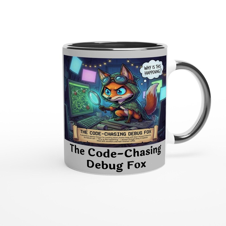 The Code‑Chasing Debug Fox – Rolig utvecklarmugg i naturserien bild 5