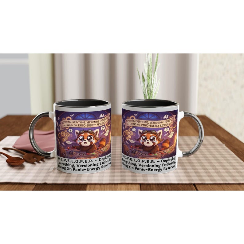 D.E.V.E.L.O.P.E.R. – Implantando Tudo, Versionando Infinitamente, Vivendo de Reservas de Energia de Pânico – Caneca imagem 5