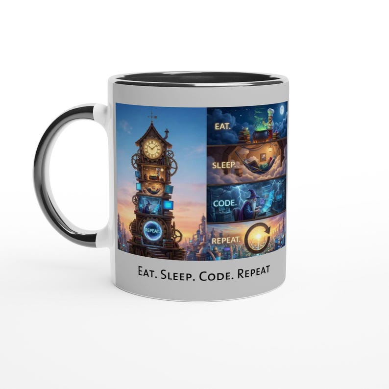 Eat. Sleep. Code. Repeat– Funny Programmer Mug, Developer Gift, Coder Humor, Tech Worker Coffee Cup image 1