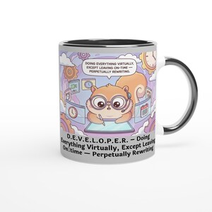D.E.V.E.L.O.P.E.R. – Doing Everything Virtually, Except Leaving On‑time — Perpetually RewritingMug image 4