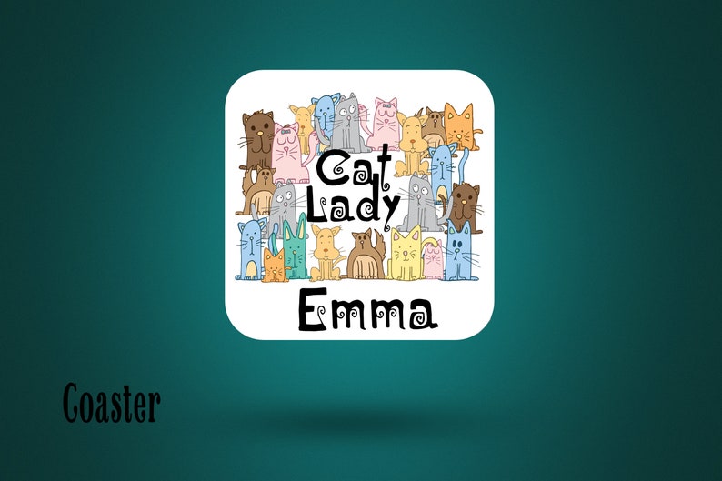 Crazy Cat Lady Gift Coaster Cushion case Tote Bag Coaster with name