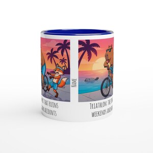 Taza de triatlón • “Triatlón: el deporte que arruina...” • Regalo divertido para triatletas • Humor sobre el entrenamiento de Ironman • Taza de café para atletas de resistencia imagen 5