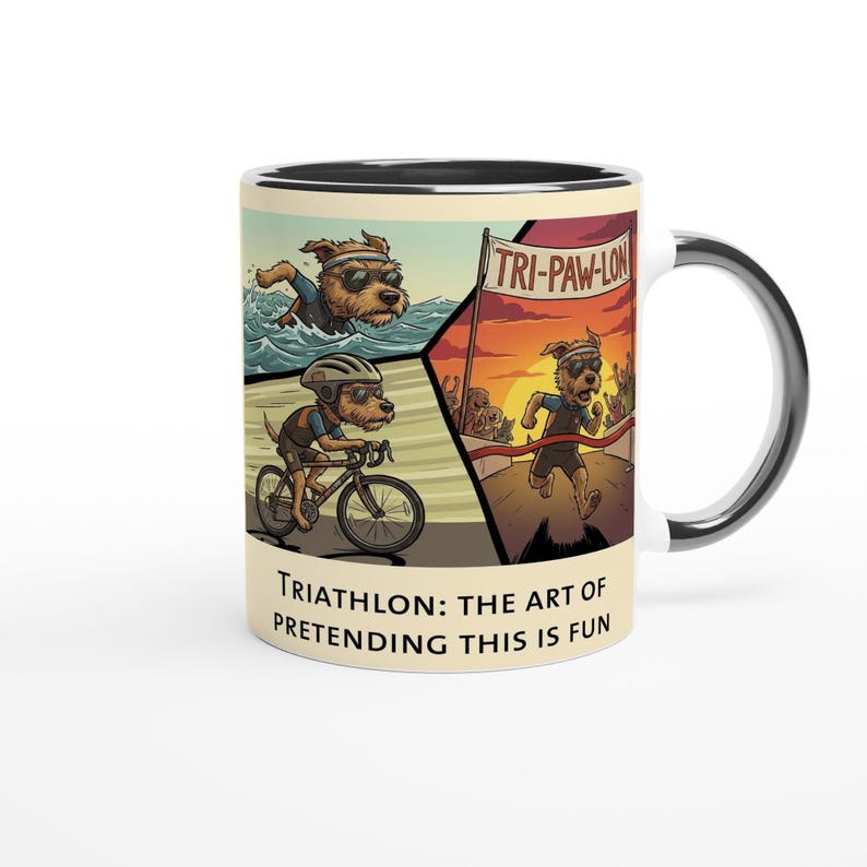 Triathlon Mug • Pretending This Is Fun • Ironman Training Humor Coffee Cup image 7
