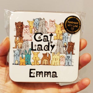 Crazy Cat Lady Gift Coaster Cushion case Tote Bag image 1