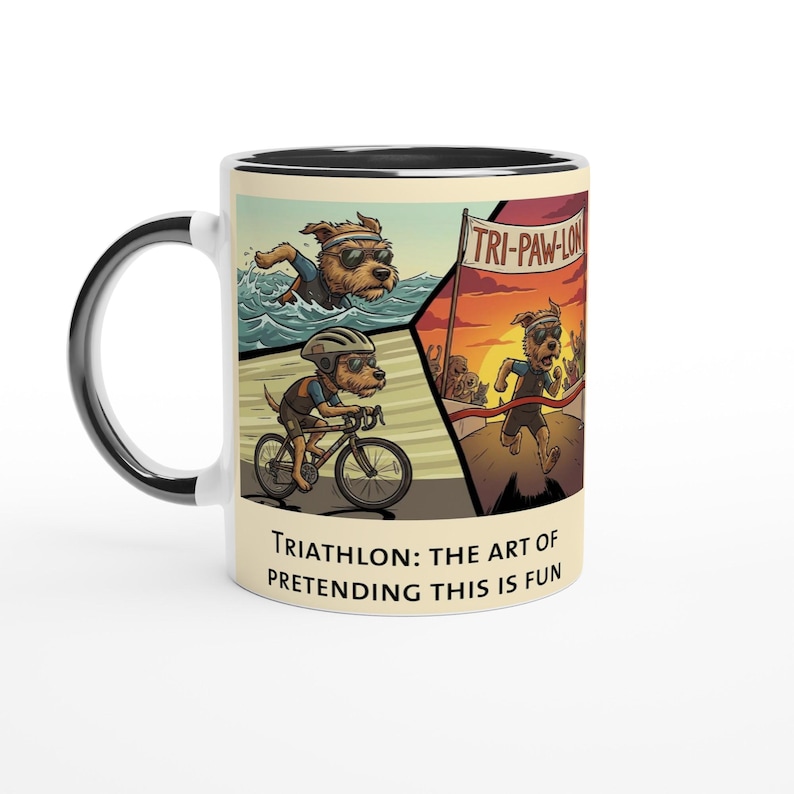 Triathlon Mug • Pretending This Is Fun • Ironman Training Humor Coffee Cup image 2