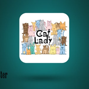 Crazy Cat Lady Gift Coaster Cushion case Tote Bag Coaster