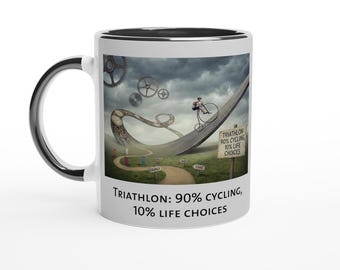 Triathlon: 90percent cycling, 10% life choices • Funny Triathlete Gift • Ironman Training Humor • Endurance Athlete Coffee Cup