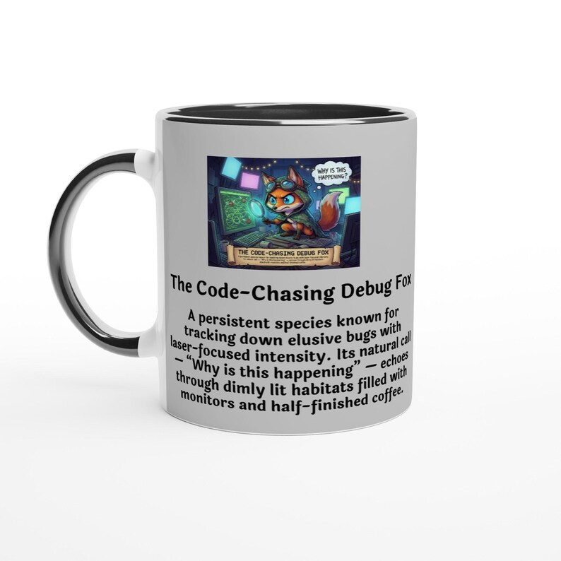 The Code‑Chasing Debug Fox – Rolig utvecklarmugg i naturserien bild 3