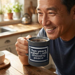 Mug sobre de 2 ans • Cadeau d'anniversaire de sobriété • Jalon de rétablissement • Humour de la vie sèche • Cadeau de soutien sobre