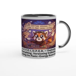 D.E.V.E.L.O.P.E.R. – Implantando Tudo, Versionando Infinitamente, Vivendo de Reservas de Energia de Pânico – Caneca imagem 3