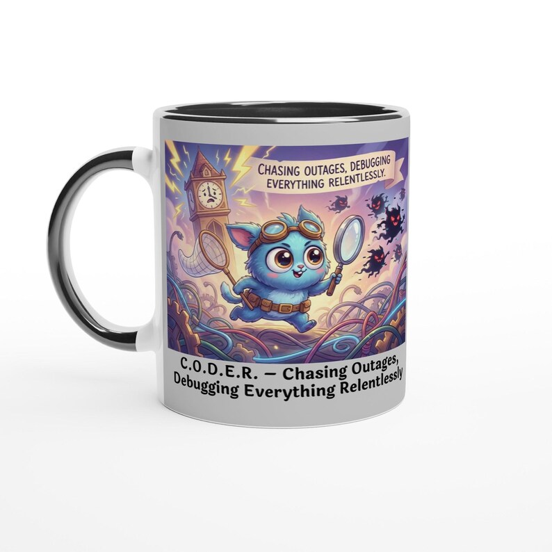 C.O.D.E.R. – Caçando Interrupções, Depurando Tudo Incansavelmente (Caneca) imagem 1