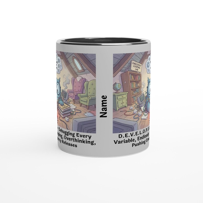 D.E.V.E.L.O.P.E.R. – Debug di ogni variabile, loop senza fine, pensiero eccessivo, rilascio di rilasci di emergenza Tazza immagine 3