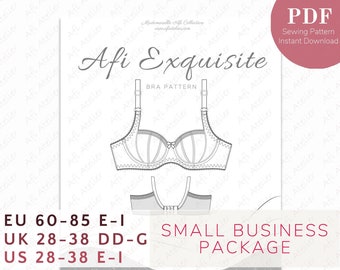 Afi Exquisite Bra Pattern - Package 2 Sizes for Small Business Usage - Instant PDF Download - Afi Atelier