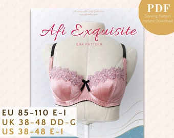 Afi Exquisite Bra Lingerie Sewing Pattern - Package 4 Sizes - Instant PDF Download - Afi Atelier