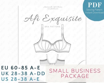 Afi Exquisite Bra Pattern - Package 1 Sizes for Small Business Usage - Instant PDF Download - Afi Atelier