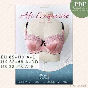 Afi Exquisite Bra Lingerie Sewing Pattern - Package 3 Sizes - Instant PDF Download - Afi Atelier