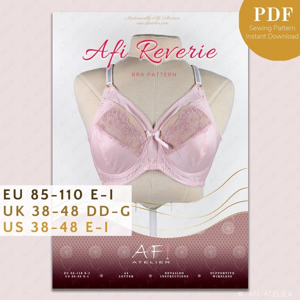 Afi Reverie Bügelloser BH Schnittmuster - Paket 4 Größen - Instant PDF Download - Afi Atelier