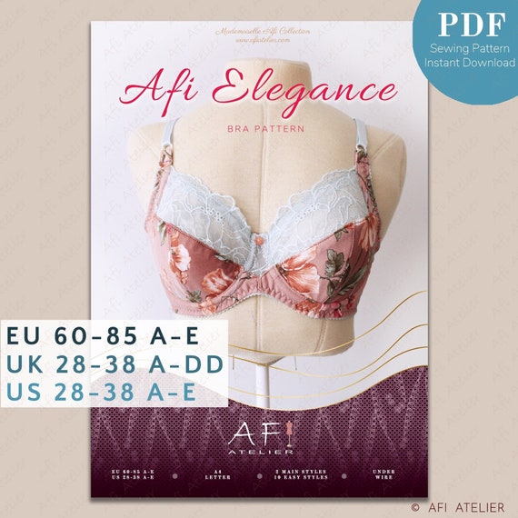 Afi Elegance Bra Lingerie Sewing Pattern Package 1 Sizes Instant