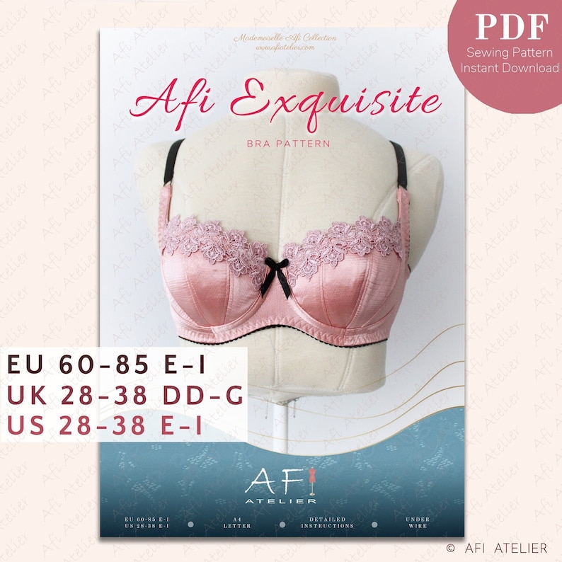 Afi Exquisite Bra Lingerie Sewing Pattern  Package 2 Sizes  image 1