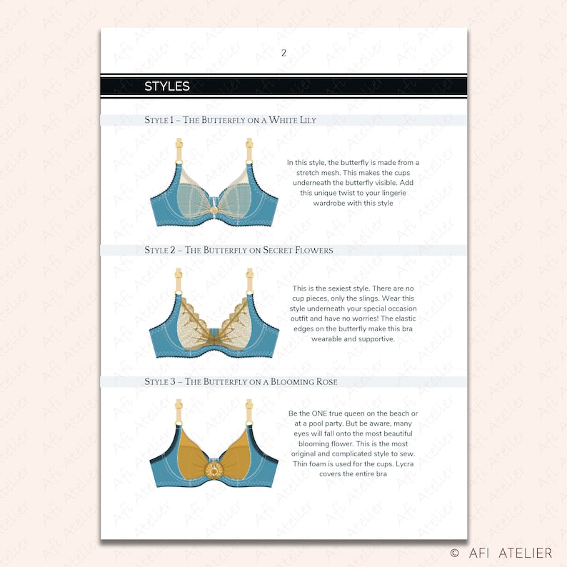 The Butterfly ADD ON for the Afi Exquisite Bra Lingerie Sewing Pattern Package 1 Sizes Instant PDF Download Afi Atelier image 4