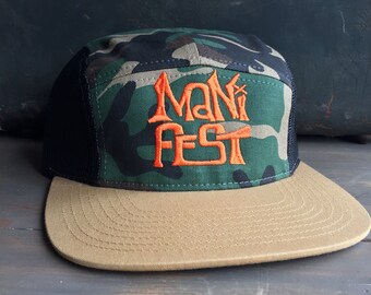 5-Panel Camo "Manifiesto" Sombrero Snapback w / máscara libre