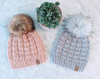 PATRÓN DE TEJIDO Patrón de tejido de gorro para adultos Star Ridge
