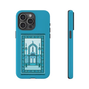 Blue Prayer rug Islamic Phone Case  | Muslim Gifts Blue | Elegant Muslim Phone Cover | Ramadan Eid Gift iPhone & Android Compatible