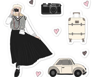 Hijabi Photographer Sticker Sheet (Beige), Hijabi Stickers, Muslim Stickers, Hijabi Vintage Stickers, Hijabi Gifts, Muslim Gifts