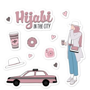 Hjabi in the City Sticker Sheet, Hijabi Stickers, Hijab Stickers, Muslim Stickers, Muslim Girl Stickers, Hijab Sticker Sheet, Hijabi Decals