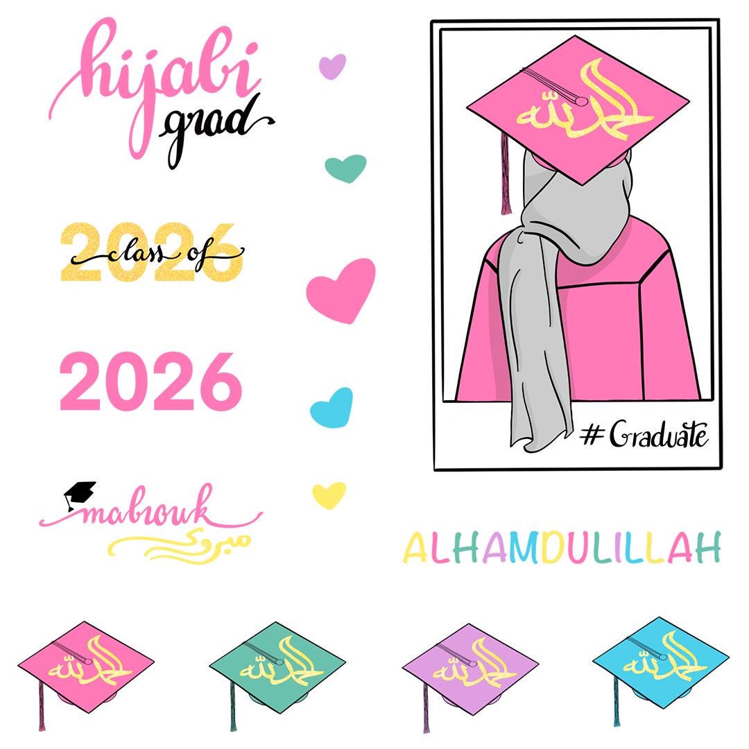 2026 Hijabi Grad Sticker Sheet | Hijabi Graduate Sticker | Muslim Girl ...
