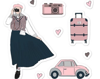 Hijabi Photographer Sticker Sheet (Pink), Hijabi Stickers, Muslim Stickers, Hijabi Vintage Stickers, Hijabi Gifts, Muslim Gifts
