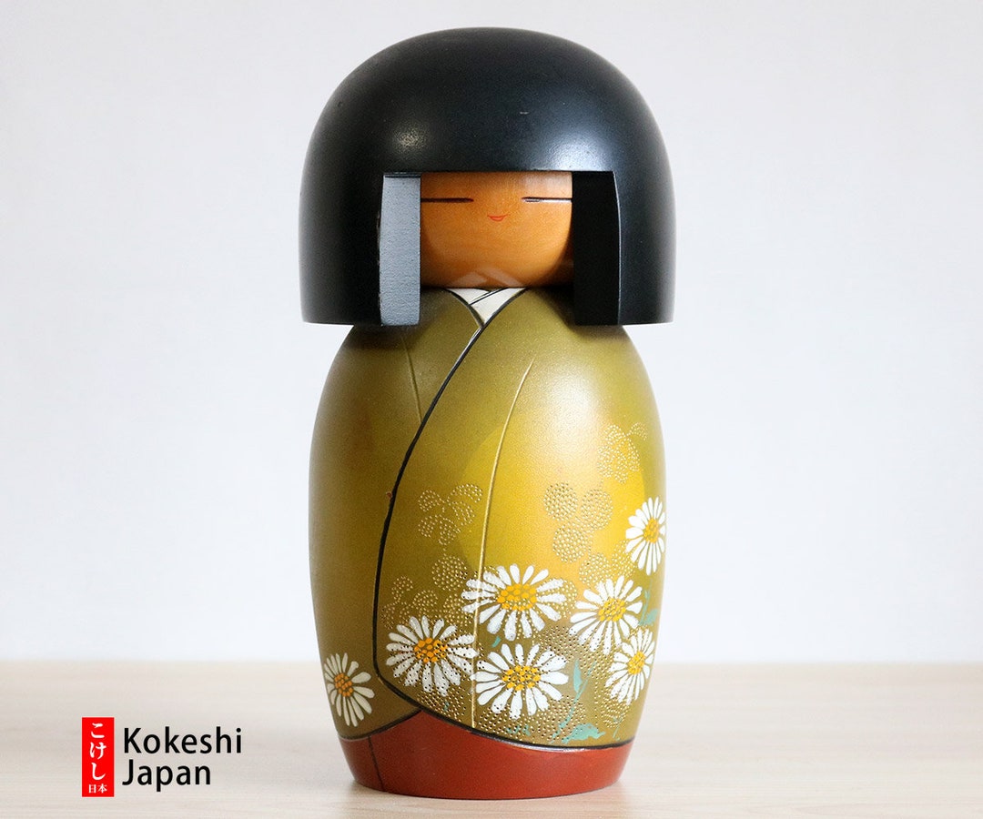 Vintage Kokeshi Doll by Kisaku Daisies 23cm/9 Inches Free Shipping Etsy