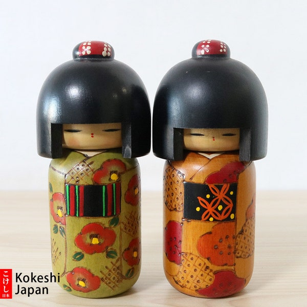 Paire de poupées Kokeshi vintage par Sakutaro Otani (15,5 cm/6,1 pouces) Livraison gratuite