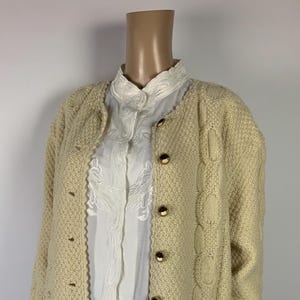 Kardigan rybacki z grubej wełny w stylu vintage / ręcznie robiony irlandzki sweter / przytulny sweter Aran / męski kardigan w stylu grunge / rozmiar L - XL