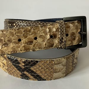Pasek z prawdziwej skóry pytona z lat 90. dla mężczyzn / Akcesorium w stylu vintage z egzotycznej skóry węża