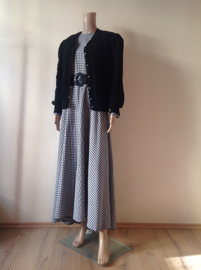 100/% Wool Dirndl Black Folk Mutton Puff Sleeve Wool Cardigan Trachten Bavarian Tyrolean Austrian Cable Knit Chunky Beaded Button Up Sweater