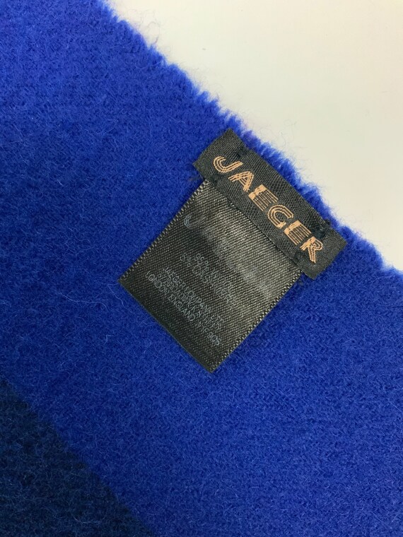 JAEGER Vintage Cashmere Wool Fringe Scarf Blue Gr… - image 8