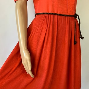 Vintage Red Summer Maxi Dress Puff Sleeve Austrian Folk Dirndl Gown Size S SPORTALM zdjęcie 4