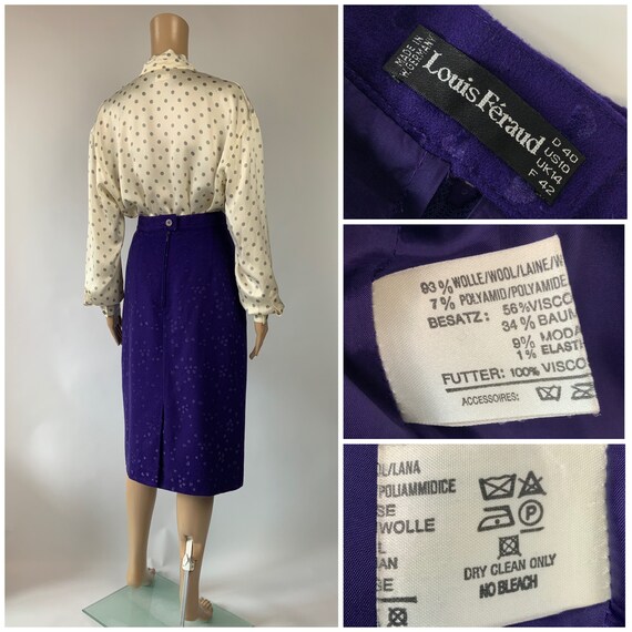 LOUIS FERAUD 1980's Bright Purple Wool Vintage Sk… - image 7