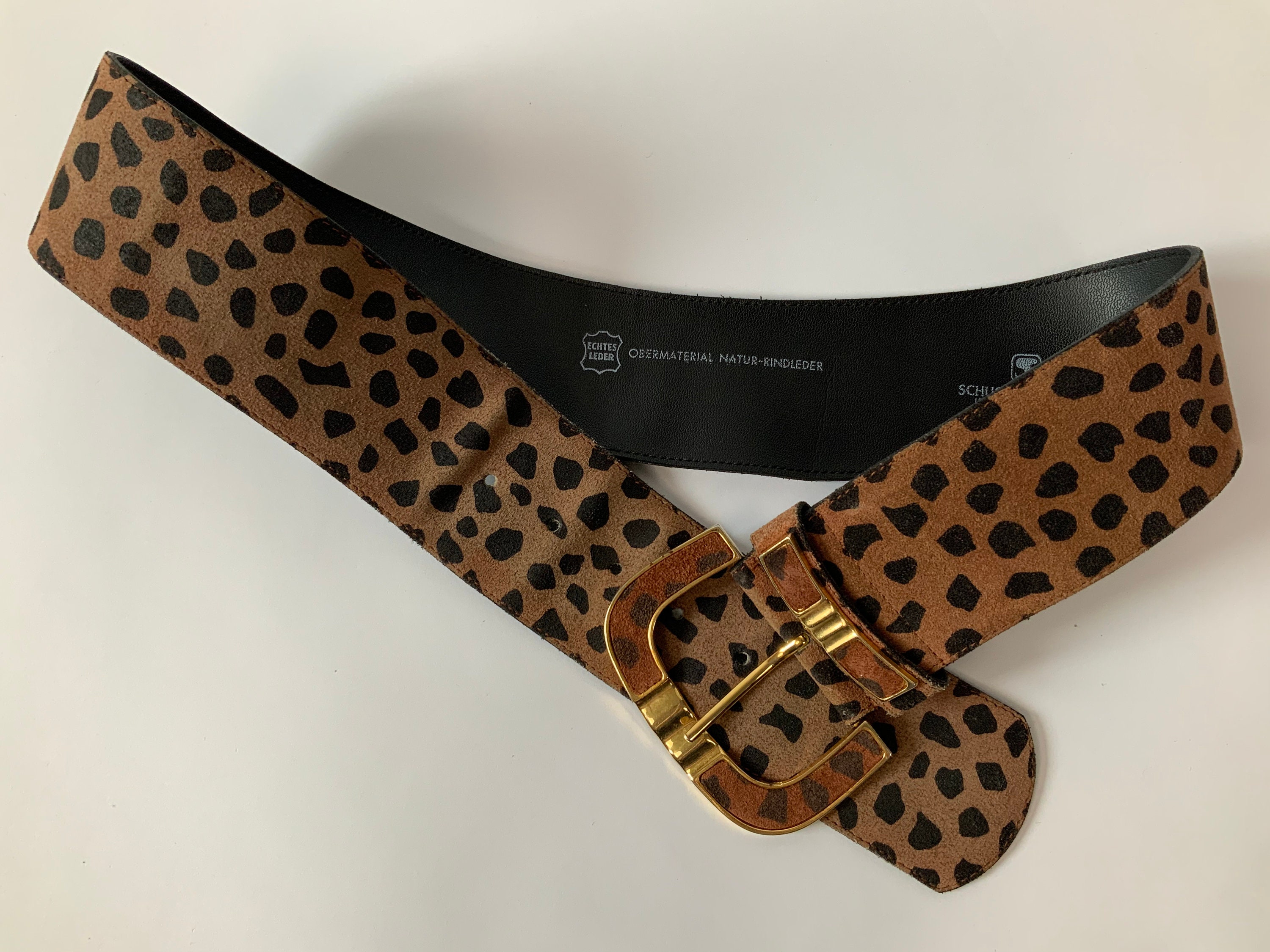 Vintage Leopard Print Leather Belt 1980's Animal Print - Etsy