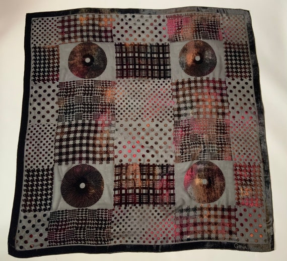 Vintage Sheer Burnout Silk Geometric Scarf 1990's… - image 9