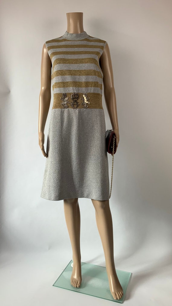 LOUIS FERAUD 1960's Vintage Metallic Stripe Dress / New 