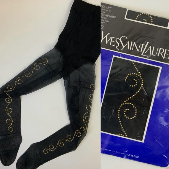 イヴ・サンローラン 1980年代 装飾シースルータイツ / ヴィンテージ
